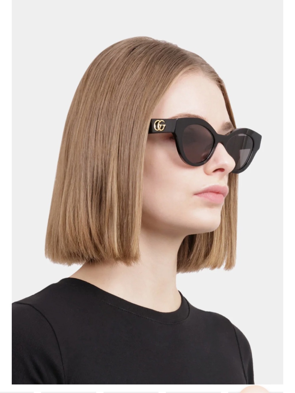 Classic Black Cat-Eye Sunglasses with Brown Lenses Gucci GG0957S
